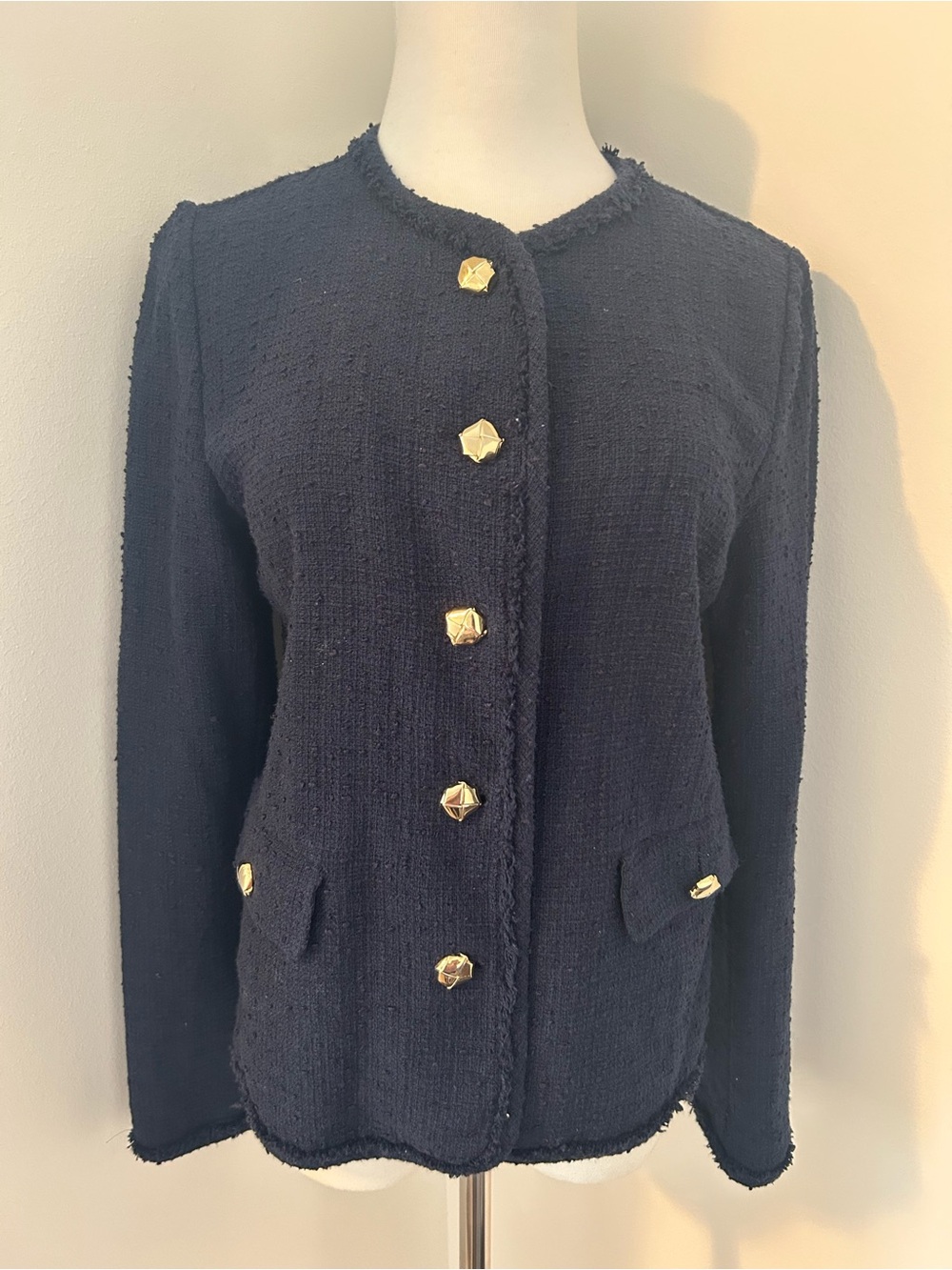 Classic Navy Tweed Jacket /blazer with Gold buttons